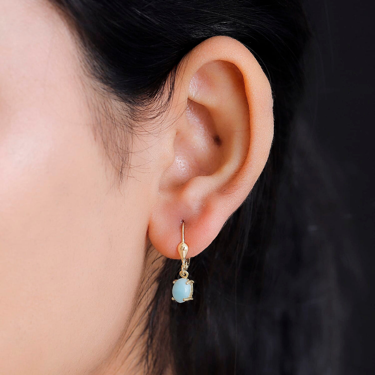 Natural Teal Green Larimar Earring with Lever Back in 14K Yellow Gold Overlay Sterling Silver 2.04 Ct. 7951276 3