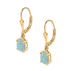 Natural Teal Green Larimar Earring with Lever Back in 14K Yellow Gold Overlay Sterling Silver 2.04 Ct.
