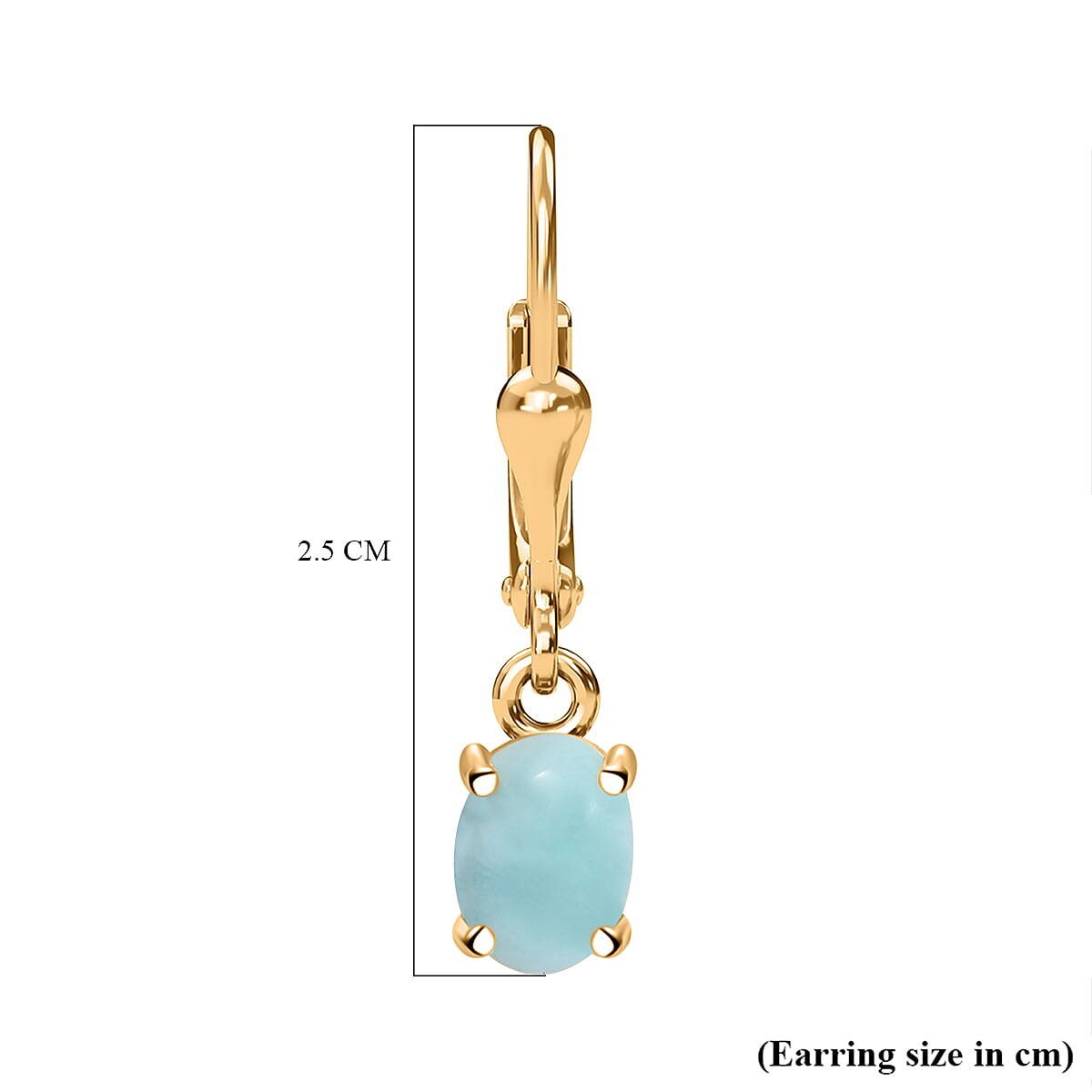 Natural Teal Green Larimar Earring with Lever Back in 14K Yellow Gold Overlay Sterling Silver 2.04 Ct. 7951276 7