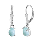 Natural Teal Green Larimar Earring With Lever Back in Platinum Overlay Sterling Silver 2.55 Ct.