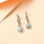Natural Teal Green Larimar Earring With Lever Back in Platinum Overlay Sterling Silver 2.55 Ct.