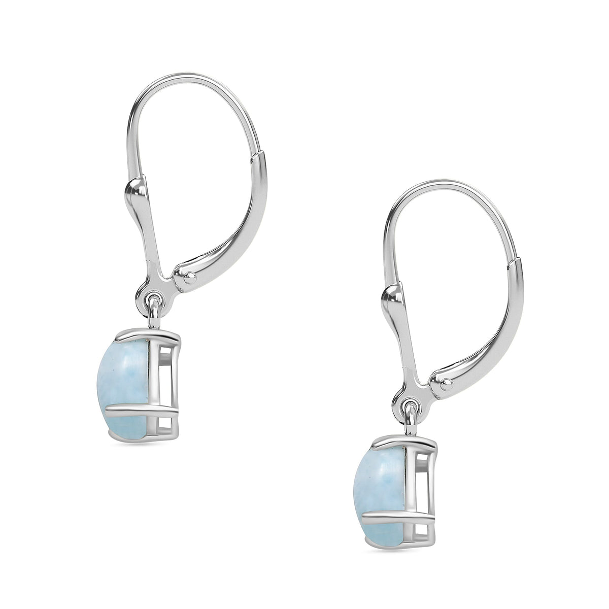 Natural Teal Green Larimar Earring With Lever Back in Platinum Overlay Sterling Silver 2.55 Ct. V32647375 4