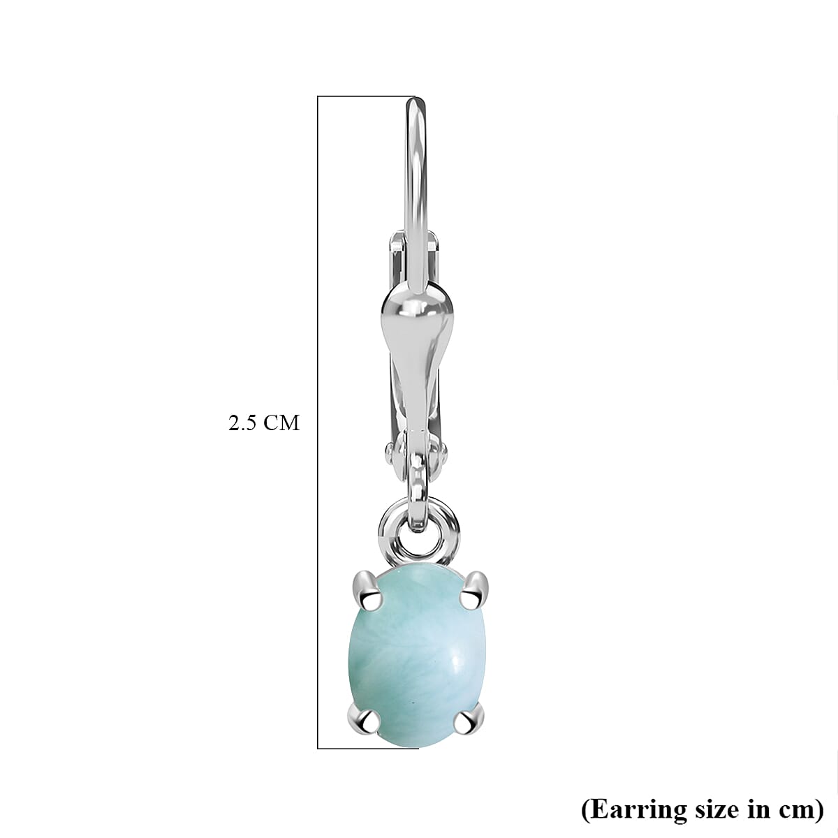 Natural Teal Green Larimar Earring With Lever Back in Platinum Overlay Sterling Silver 2.55 Ct. V32647375 7