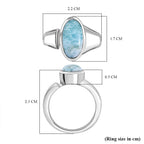 Natural Teal Green Larimar Solitaire Ring in Rhodium Overlay Sterling Silver 3.99 Ct.
