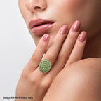 Natural Hebei Peridot Cluster Ring in Platinum Overlay Sterling Silver 12.47 Ct, Silver Wt. 8.20 Gms.