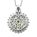 Natural Hebei Peridot Pendant with Chain (Size 18) in Rhodium Overlay Sterling Silver 12.47 Ct, Silver Wt. 9.40 Gms