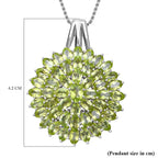 Natural Hebei Peridot Pendant with Chain (Size 18) in Rhodium Overlay Sterling Silver 12.47 Ct, Silver Wt. 9.40 Gms