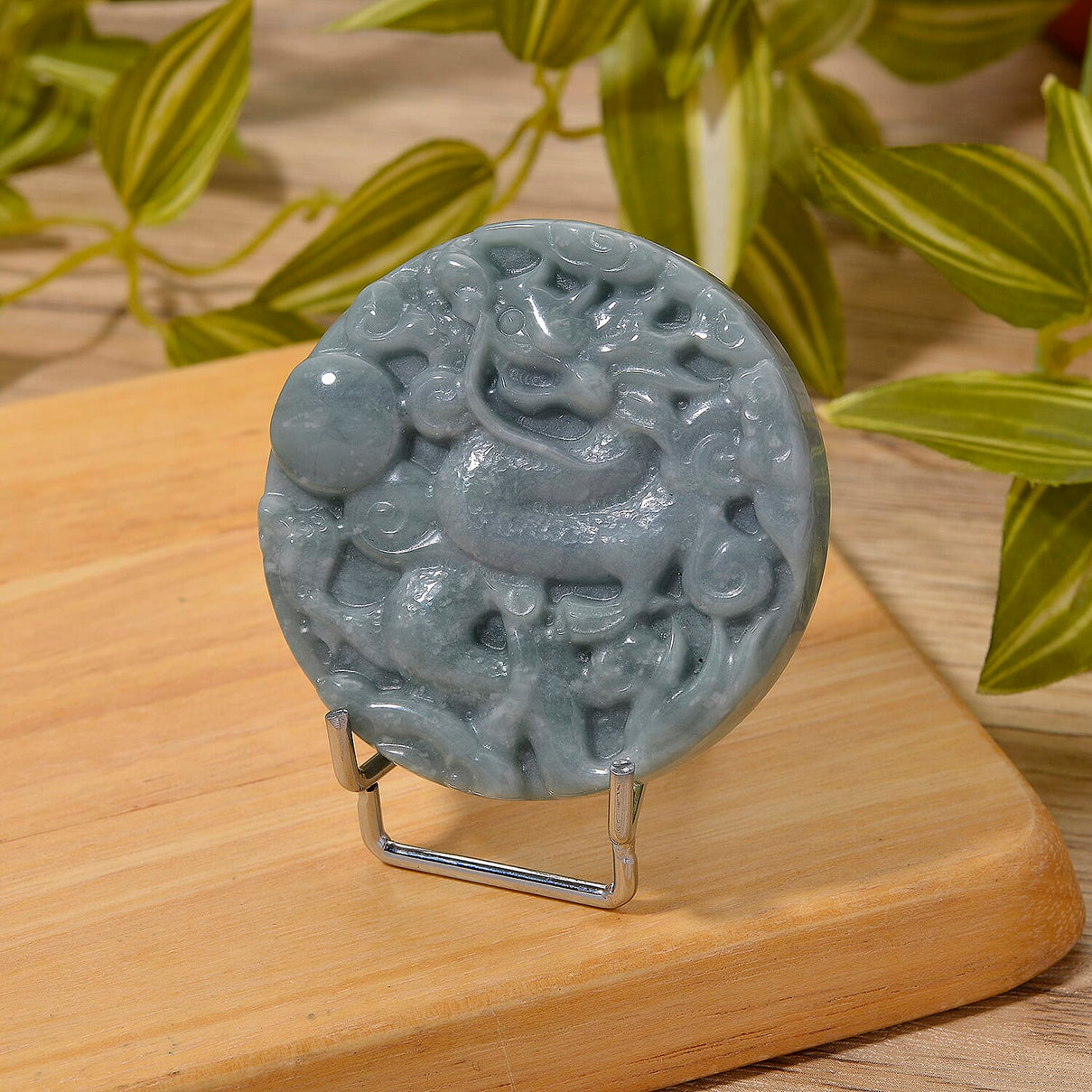 Natural Type A Jadeite Dragon Carving With Stand Presented in a Gift Box 450.00 Ct. 8285774 2