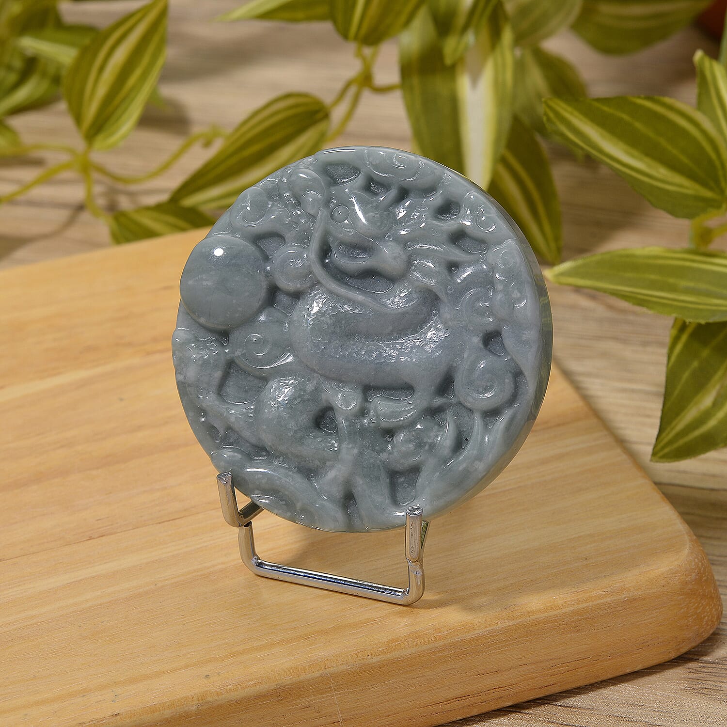 Natural Type A Jadeite Dragon Carving With Stand Presented in a Gift Box 450.00 Ct. 8285774 2