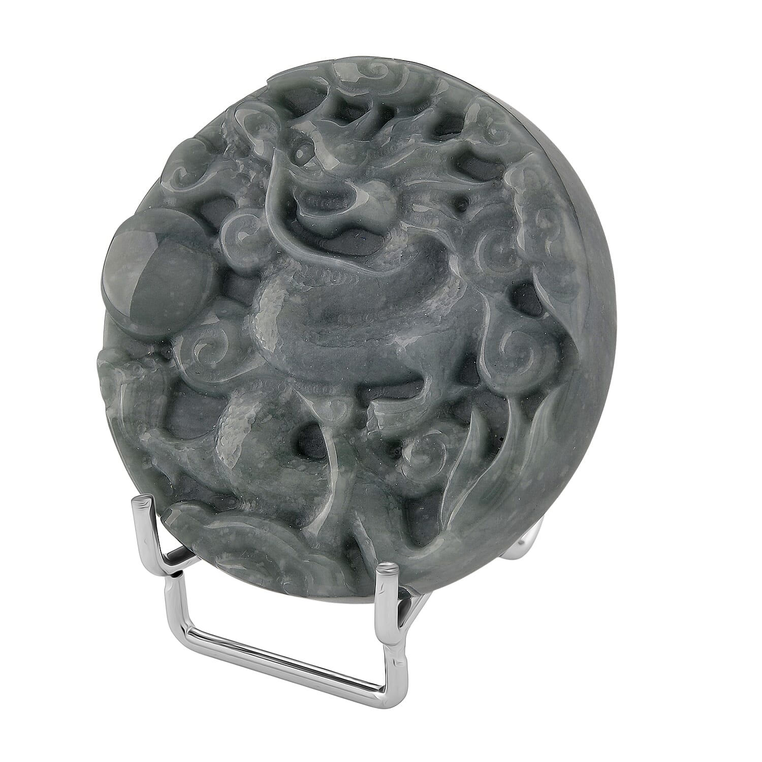 Natural Type A Jadeite Dragon Carving With Stand Presented in a Gift Box 450.00 Ct. 8285774 3