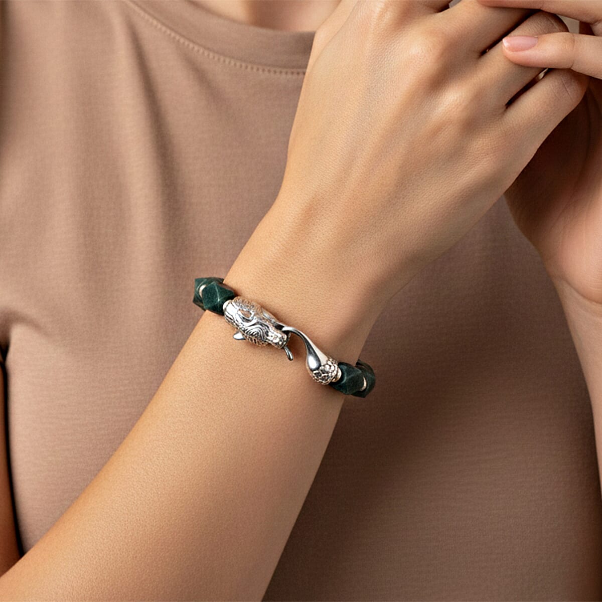 Tucson Preview- Natural Type A Jadeite Bracelet t (Size - 7) with Tiger Lock 140.00 Ct. 8414782 3