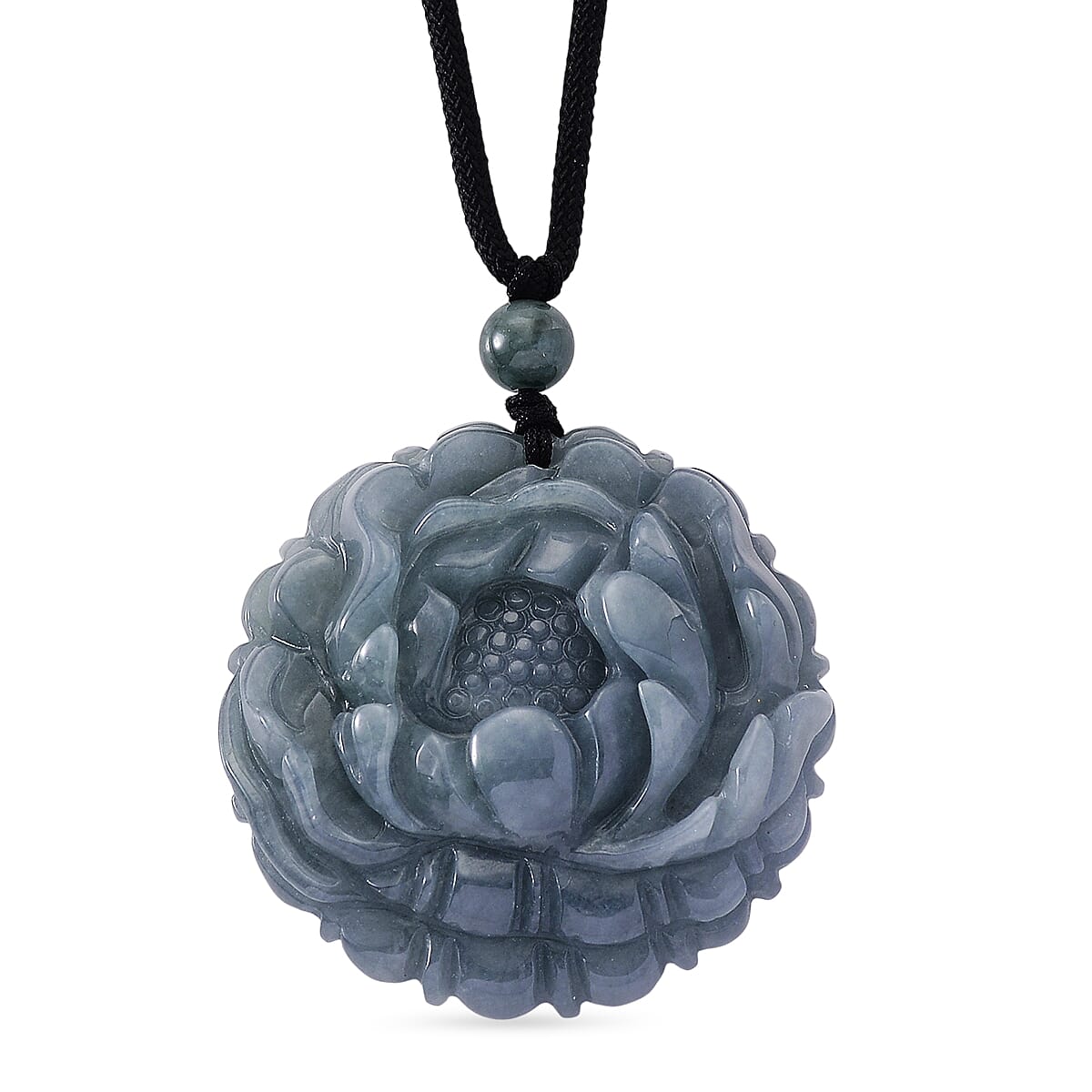Natural Olmec Jade Flower Necklace (Size - 28) with Adjustable Cotton Thread 150.00 Ct. 8311244 0