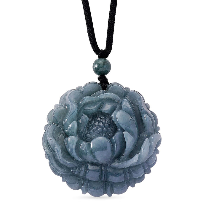 Natural Olmec Jade Flower Necklace (Size - 28) with Adjustable Cotton Thread 150.00 Ct. 8311244 1