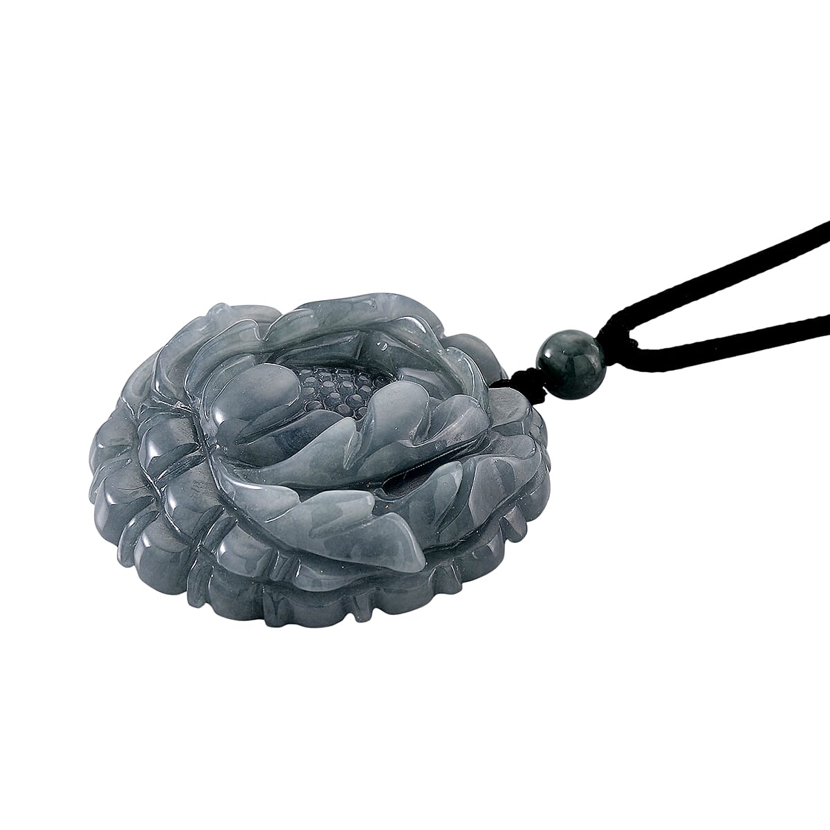 Natural Olmec Jade Flower Necklace (Size - 28) with Adjustable Cotton Thread 150.00 Ct. 8311244 4