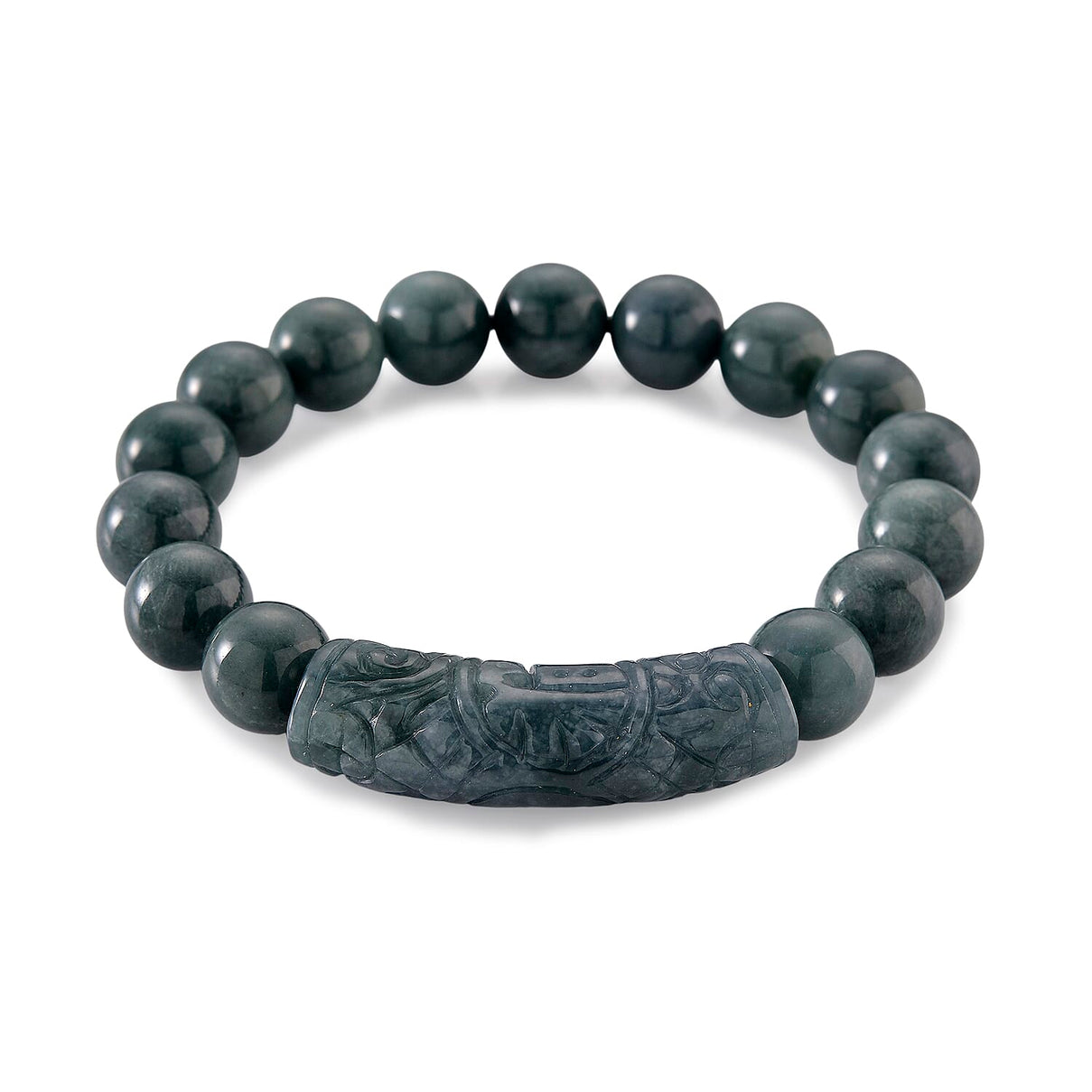 Natural Jade Stretchable Bracelet (Size - 7.5) 190.00 Ct. 8378315 0