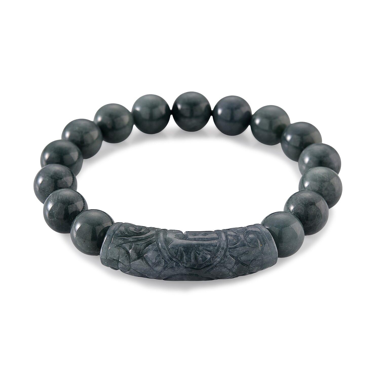 Natural Jade Stretchable Bracelet (Size - 7.5) 190.00 Ct. 8378315 0