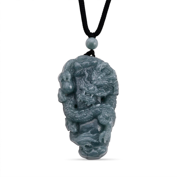 Natural Jade Dragon Necklace with Cotton Thread (Size - 28 Adjustable) 135.00 Ct. 8378345 1