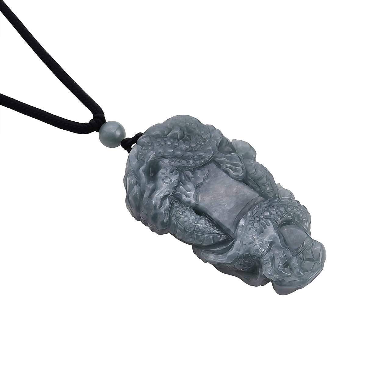 Natural Jade Dragon Necklace with Cotton Thread (Size - 28 Adjustable) 135.00 Ct. V32516204 5