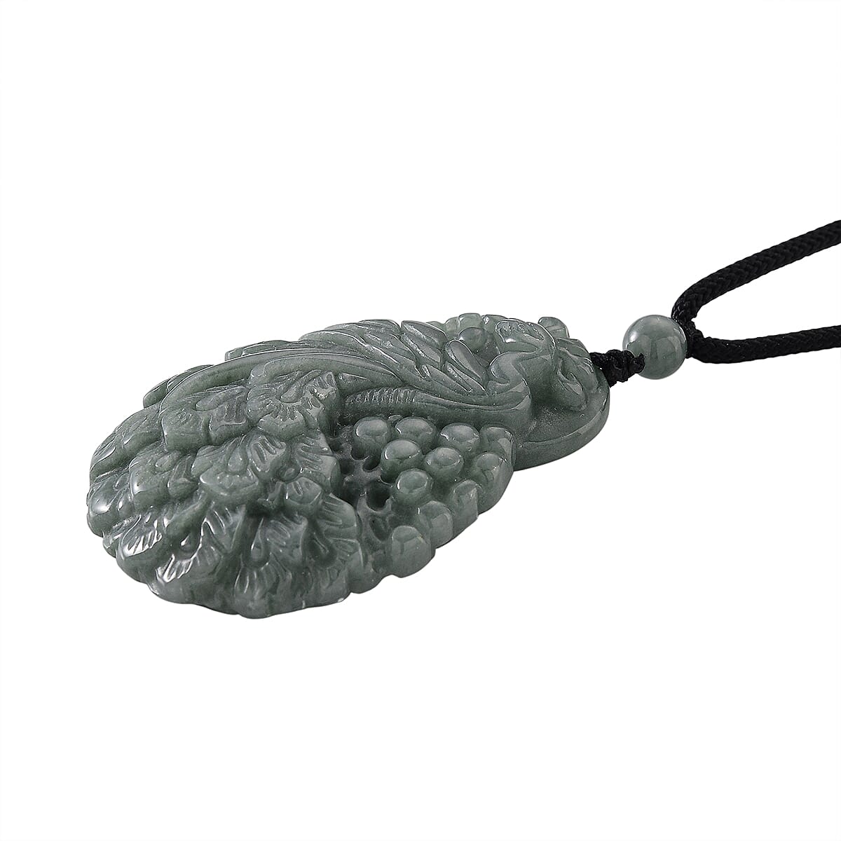Natural Jade Peacock Necklace (Size - 30 Adjustable) with Cotton Thread 155.00 Ct. 8378342 4