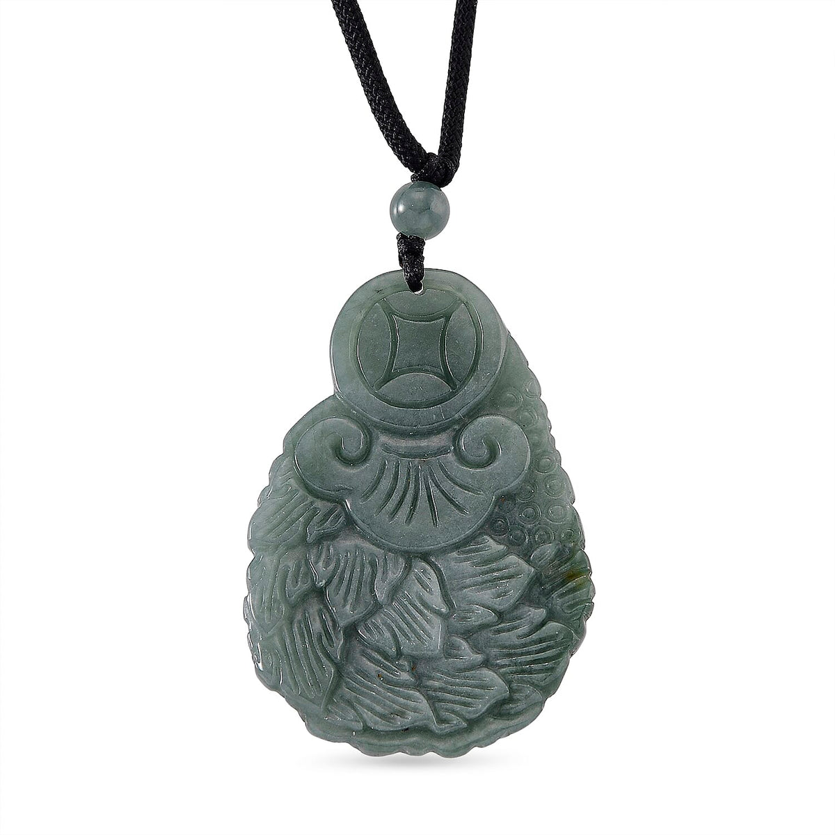 Natural Jade Peacock Necklace (Size - 30 Adjustable) with Cotton Thread 155.00 Ct. 8378342 5