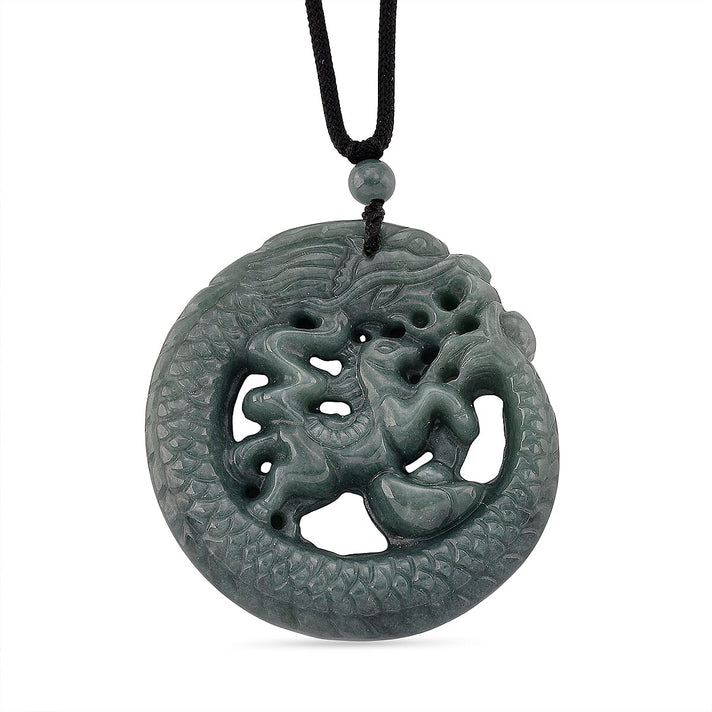 Natural Jadeite Jade Dragon Necklace with Adjustable Cotton Thread (Size - 28) 8431855 1