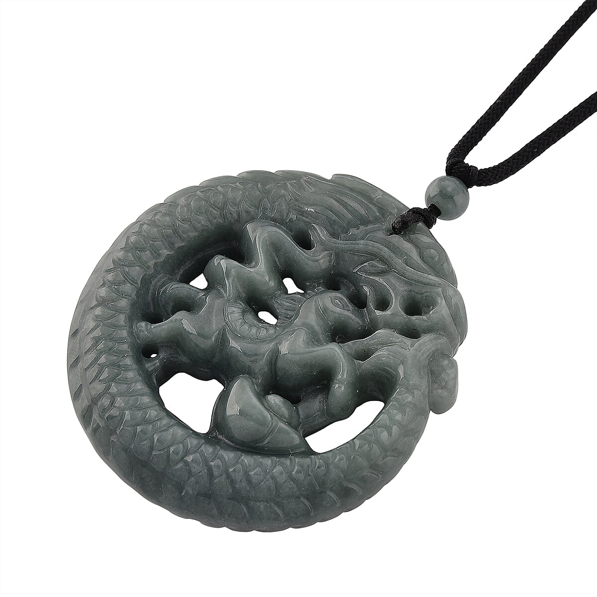 Natural Jadeite Jade Dragon Necklace with Adjustable Cotton Thread (Size - 28) 8431855 4