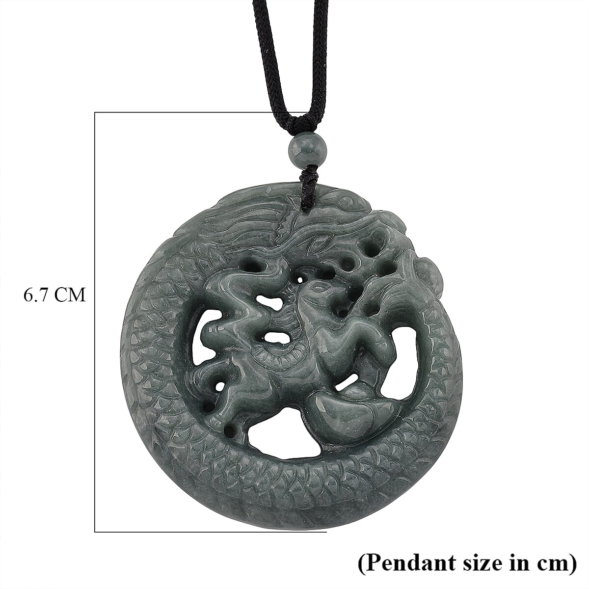 Natural Jadeite Jade Dragon Necklace with Adjustable Cotton Thread (Size - 28) 8431855 6