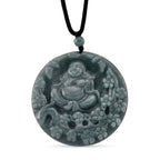 Natural Jadeite Jade Buddha Necklace (Size -28 ) with Adjustable Cotton Thread