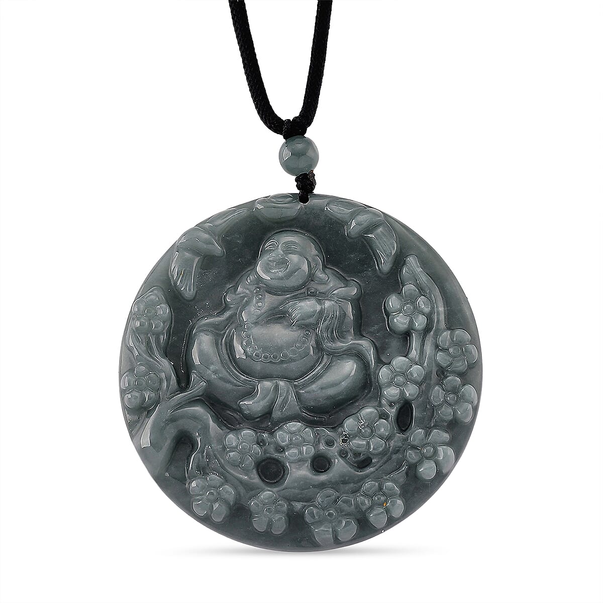 Natural Olmec Jadeite Jade Buddha Necklace (Size -28 ) with Adjustable Cotton Thread 8431568 0