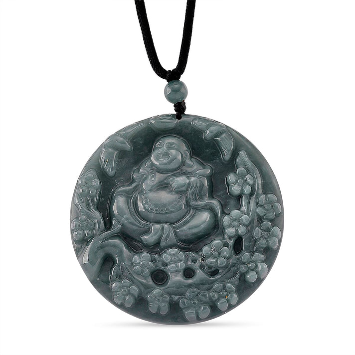 Natural Olmec Jadeite Jade Buddha Necklace (Size -28 ) with Adjustable Cotton Thread 8431568 1