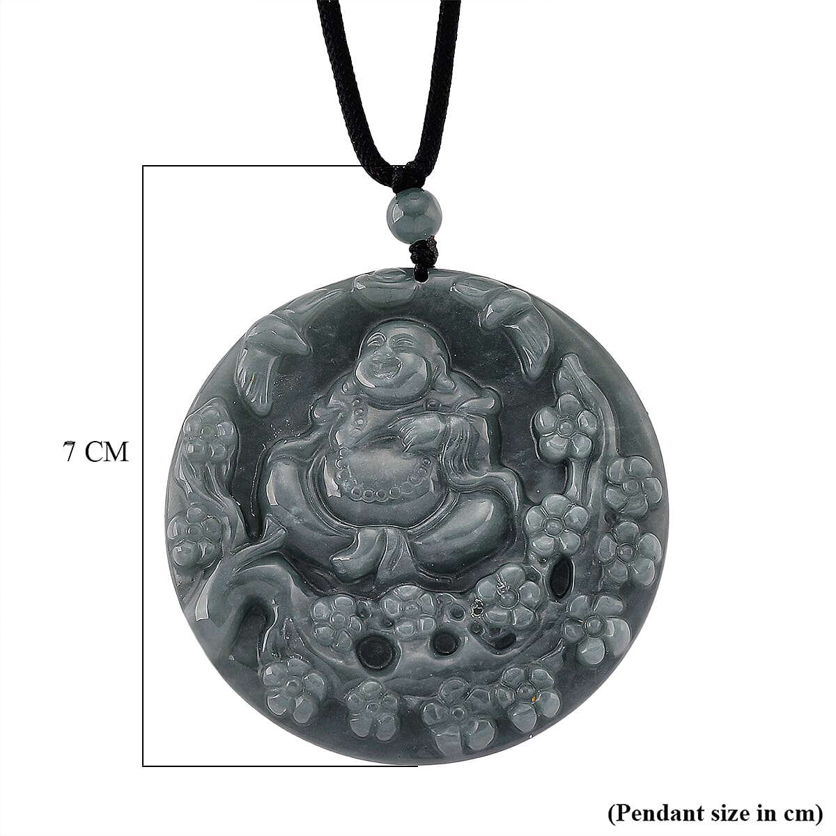 Natural Olmec Jadeite Jade Buddha Necklace (Size -28 ) with Adjustable Cotton Thread 8431568 7