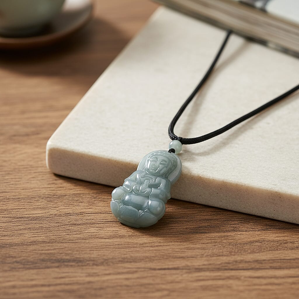 Natural Type A Jadeite Adjustable Buddha Necklace (Size - 28) 55.00 Ct. 8311183 2