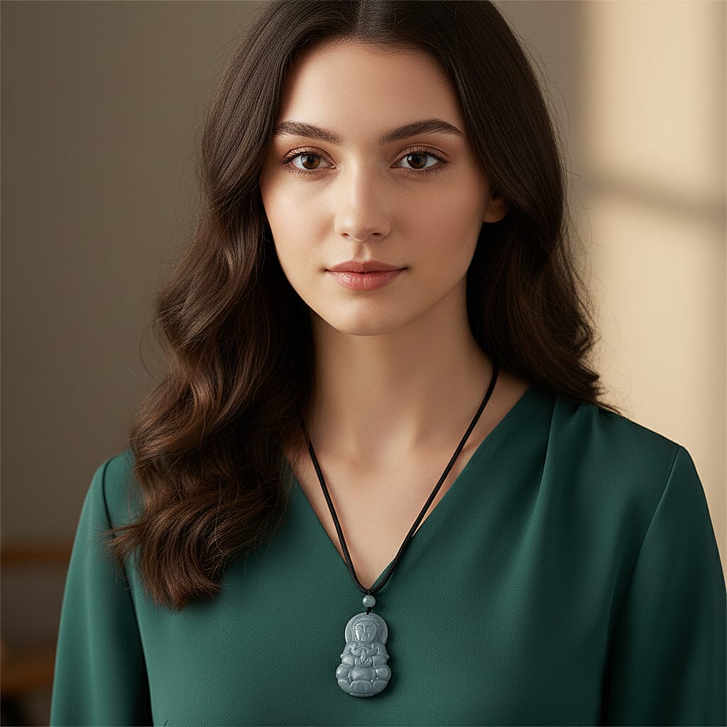 Natural Type A Jadeite Adjustable Buddha Necklace (Size - 28) 55.00 Ct. 8311183 3