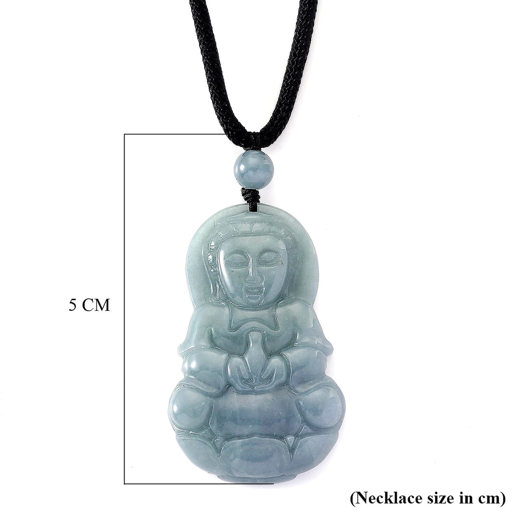 Natural Type A Jadeite Adjustable Buddha Necklace (Size - 28) 55.00 Ct.