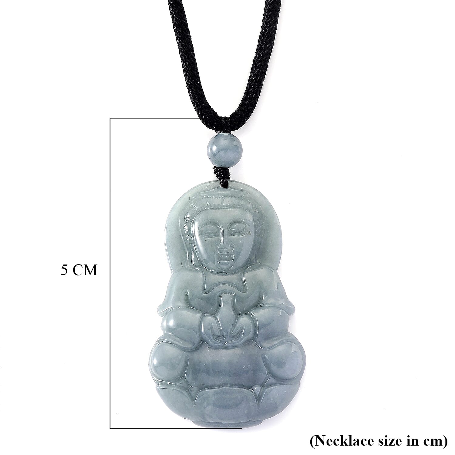 Natural Type A Jadeite Adjustable Buddha Necklace (Size - 28) 55.00 Ct. 8311183 7