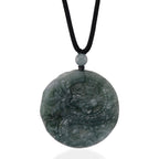 Natural Jade Dragon Carved Money Coin Necklace with Cotton Thread (Size - 28 Adjustable) 85.00 Ct.