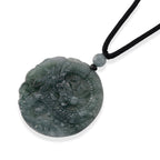 Natural Jade Dragon Carved Money Coin Necklace with Cotton Thread (Size - 28 Adjustable) 85.00 Ct.