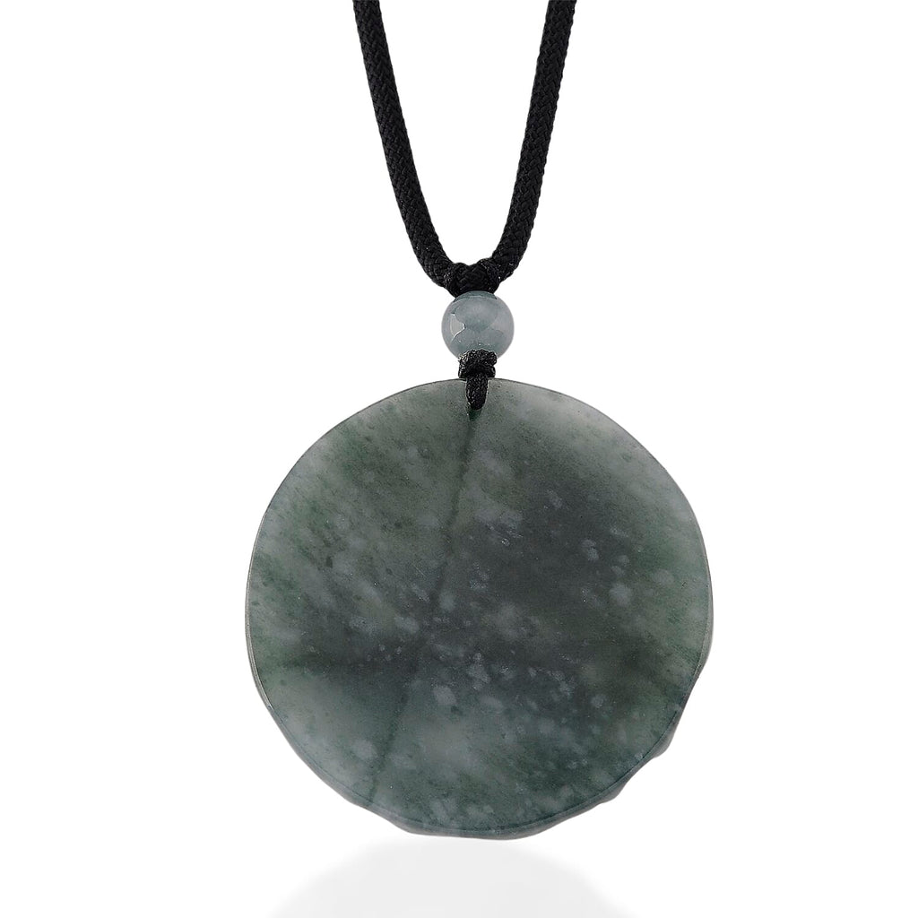 Natural Jade Dragon Carved Money Coin Necklace with Cotton Thread (Size - 28 Adjustable) 85.00 Ct.