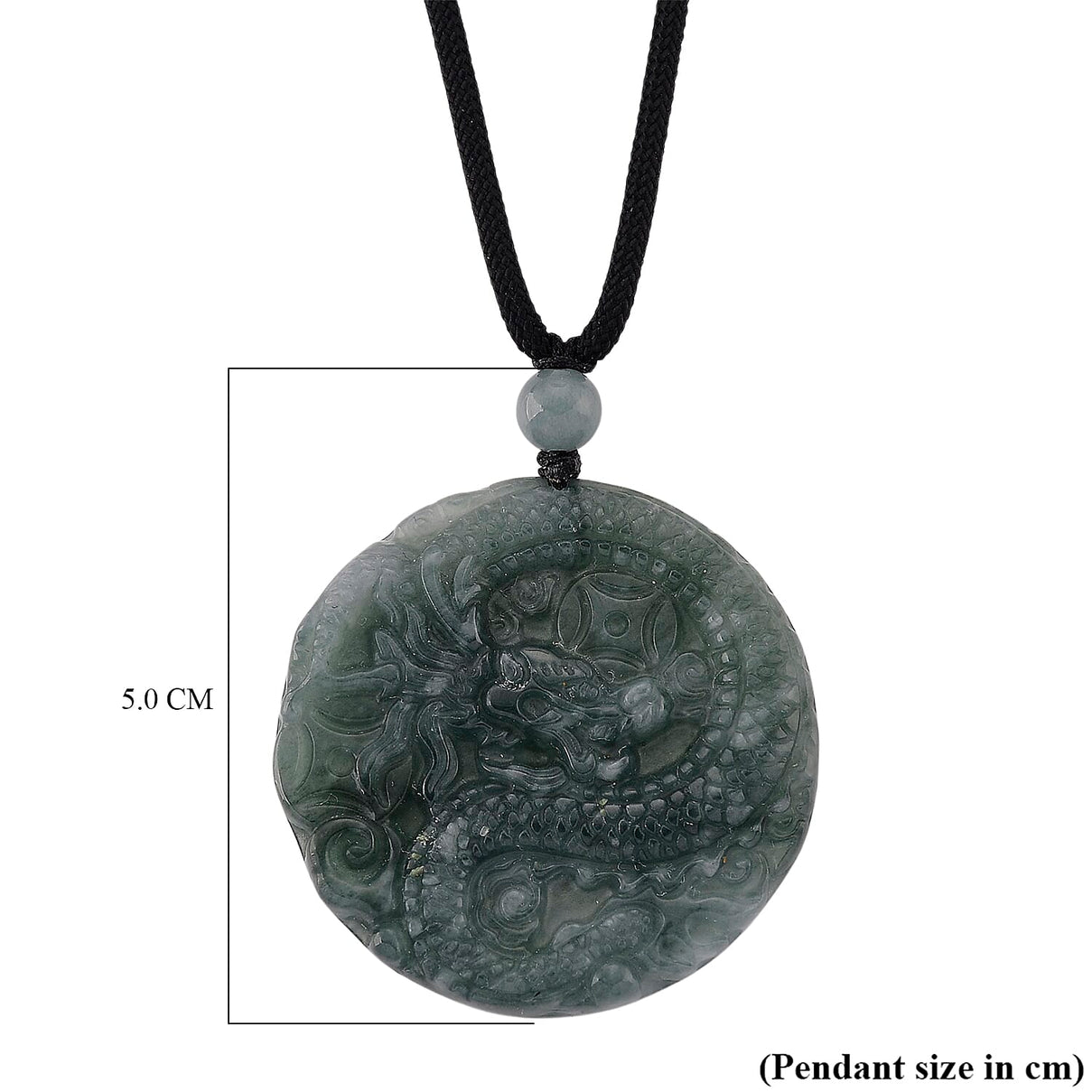 Natural Jade Dragon Carved Money Coin Necklace with Cotton Thread (Size - 28 Adjustable) 85.00 Ct. V32516056 7