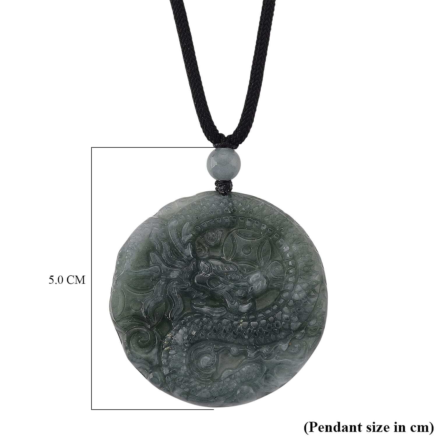 Natural Jade Dragon Carved Money Coin Necklace with Cotton Thread (Size - 28 Adjustable) 85.00 Ct. V32516056 7