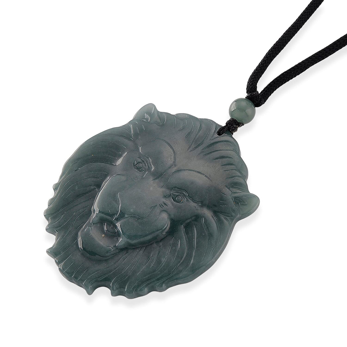 Natural Jade Lion Head Carved Necklace with Cotton Thread (Size - 28 Adjustable) 95.00 Ct. V32520087 4