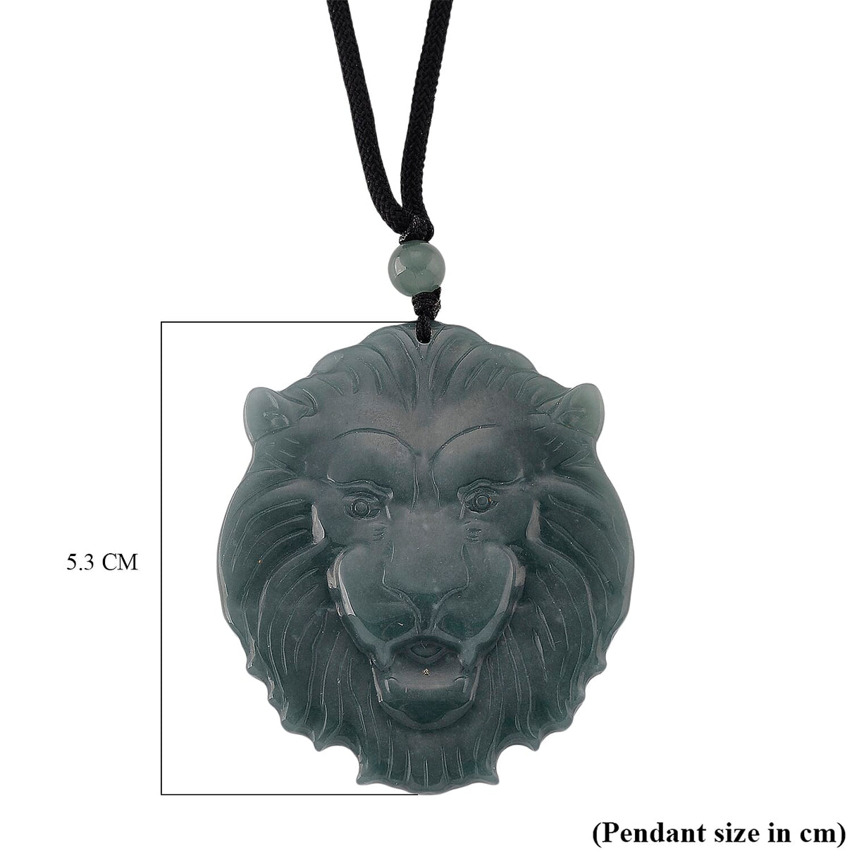 Natural Jade Lion Head Carved Necklace with Cotton Thread (Size - 28 Adjustable) 95.00 Ct. V32520087 7