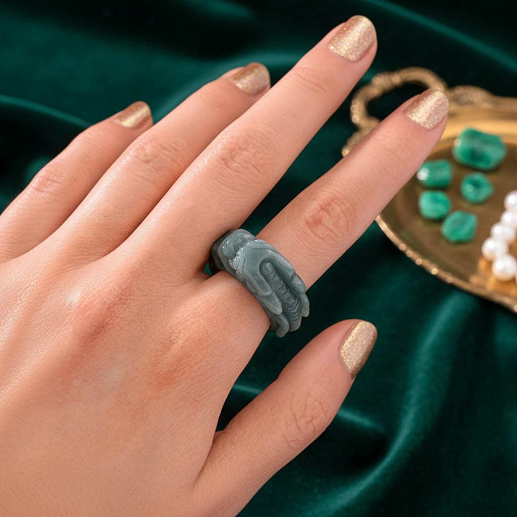 Natural Type A Jadeite Dragon Ring 45.00 Ct. V32363197 3