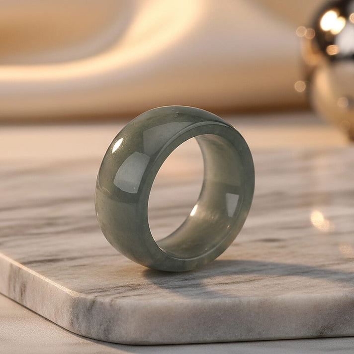 Natural Type A Jadeite Jade 10MM Handcrafted Band Ring 45.00 Ct. 8378675 2