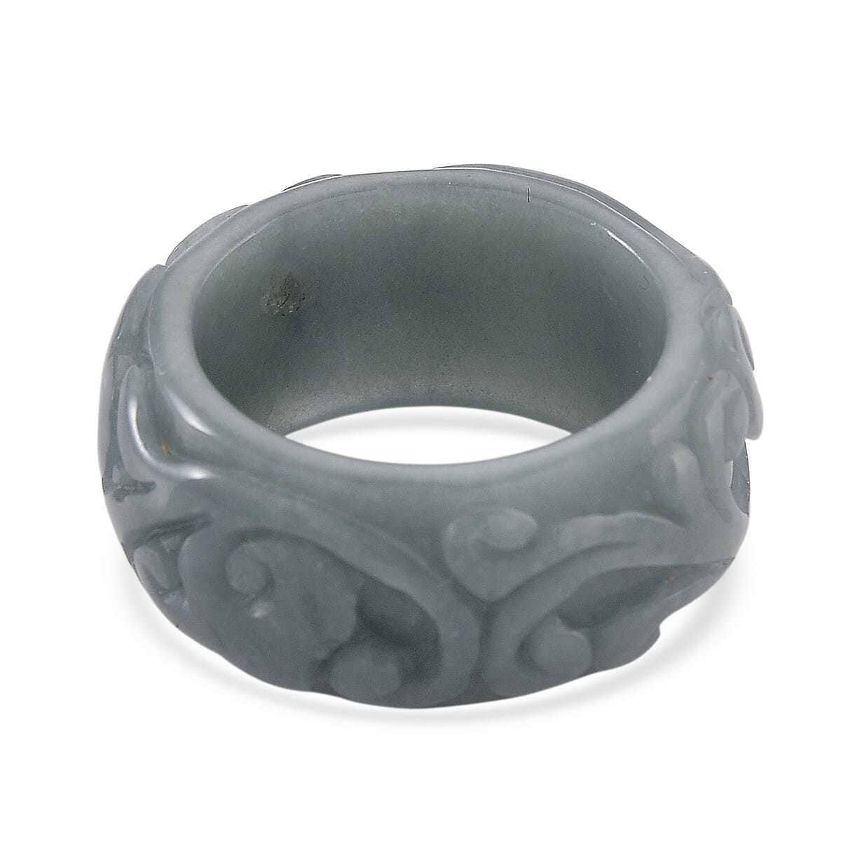 Natural Type A Jadeite Flower Carved Band Ring 50.00 Ct. V32667651 0