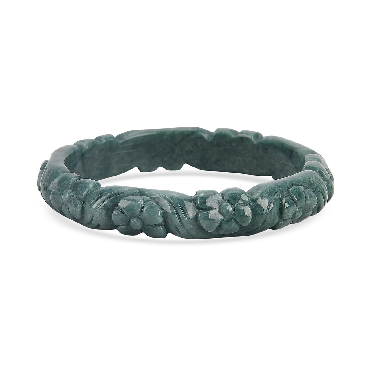 Natural Type A Jadeite Jade Flower Carving Bangle (Size 7.5) 200.00 Ct. 8360184 0