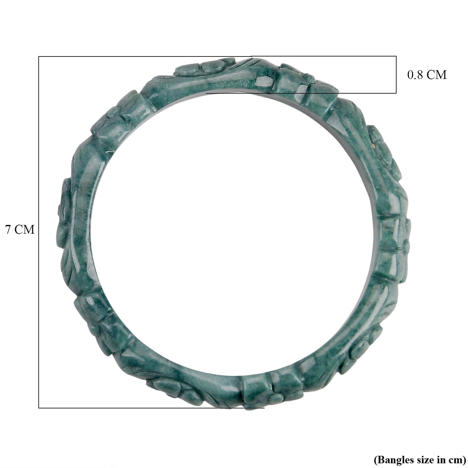 Natural Type A Jadeite Jade Flower Carving Bangle (Size 7.5) 200.00 Ct. 8360184 5