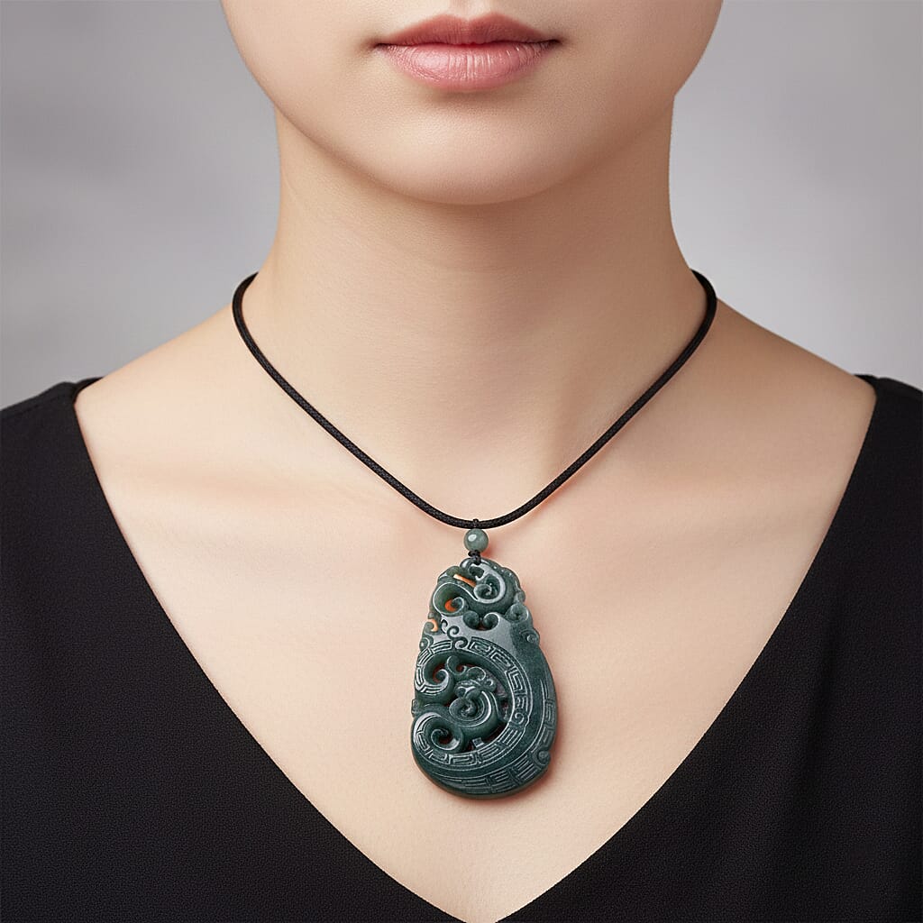 Natural Type A Jadeite Jade Necklace with Cotton Thread (Size 28 Adjustable) 125.00 Ct. 8331395 2