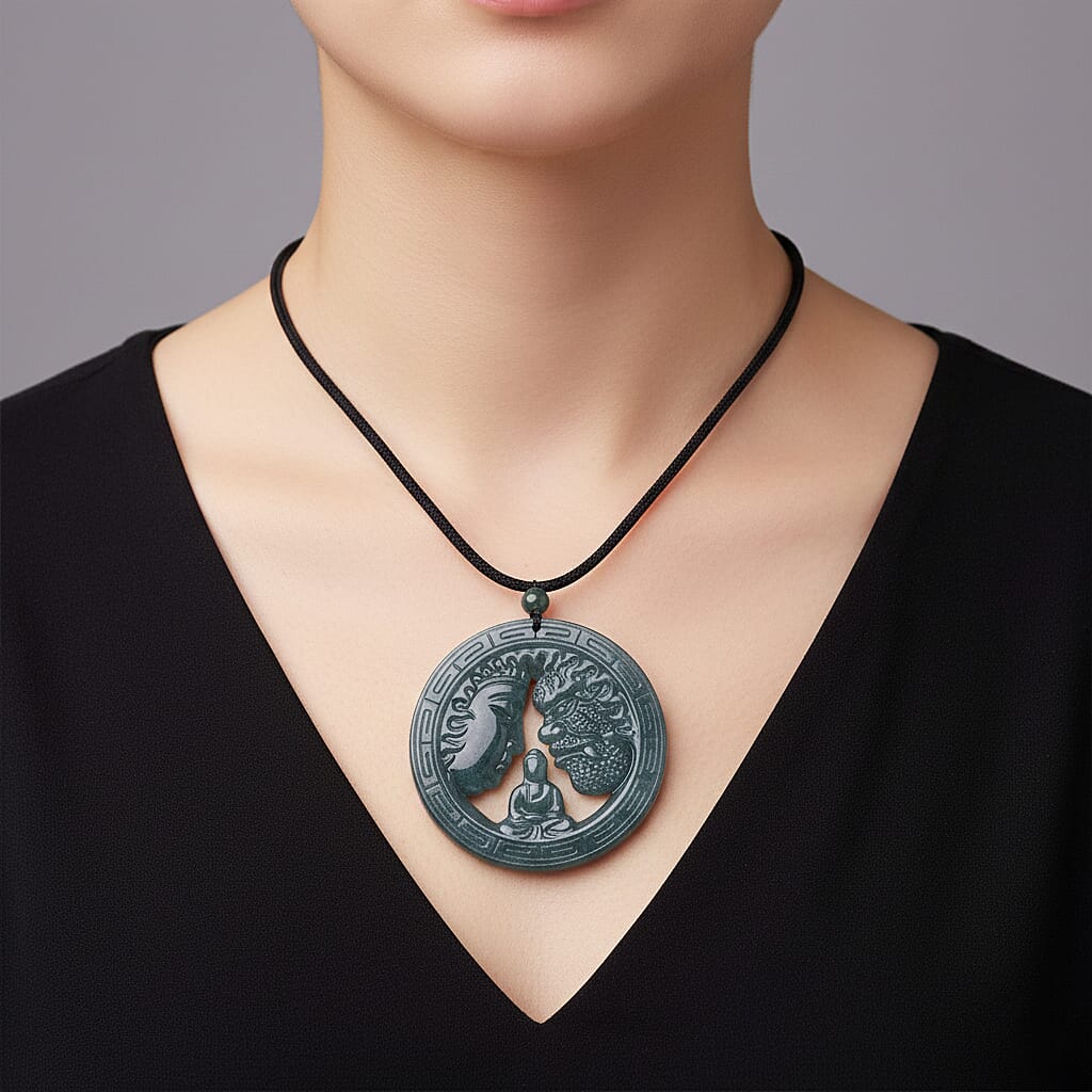 Natural Type A Jadeite Jade Necklace with Cotton Thread (Size 28 Adjustable) 155.00 Ct. 8331456 2