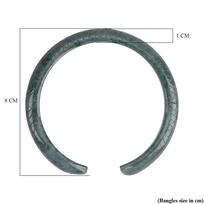 Natural Type A Jadeite Jade Snake Carved Bangle (Size 7.5) 150.00 Ct. 8360181 2